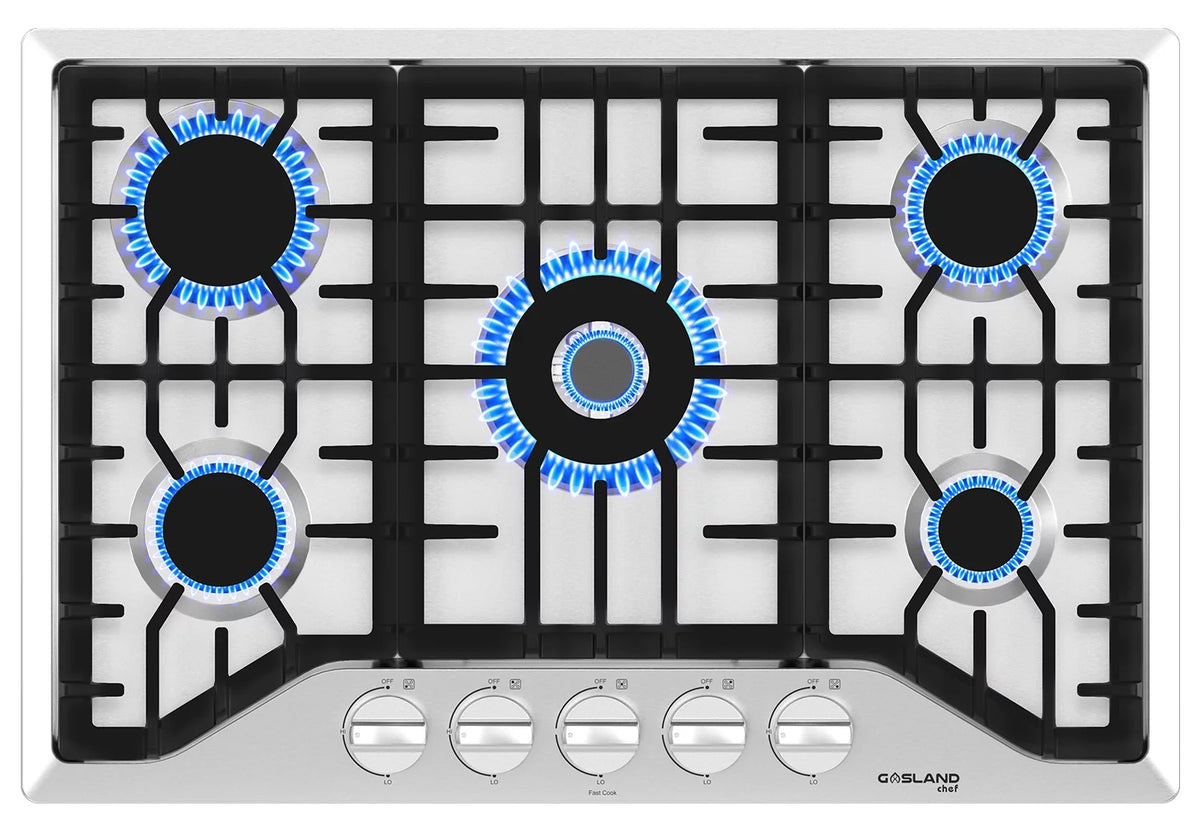 30" 5 Burners Gas Cooktop with Reversible Cast Iron Grill/Griddle R6480