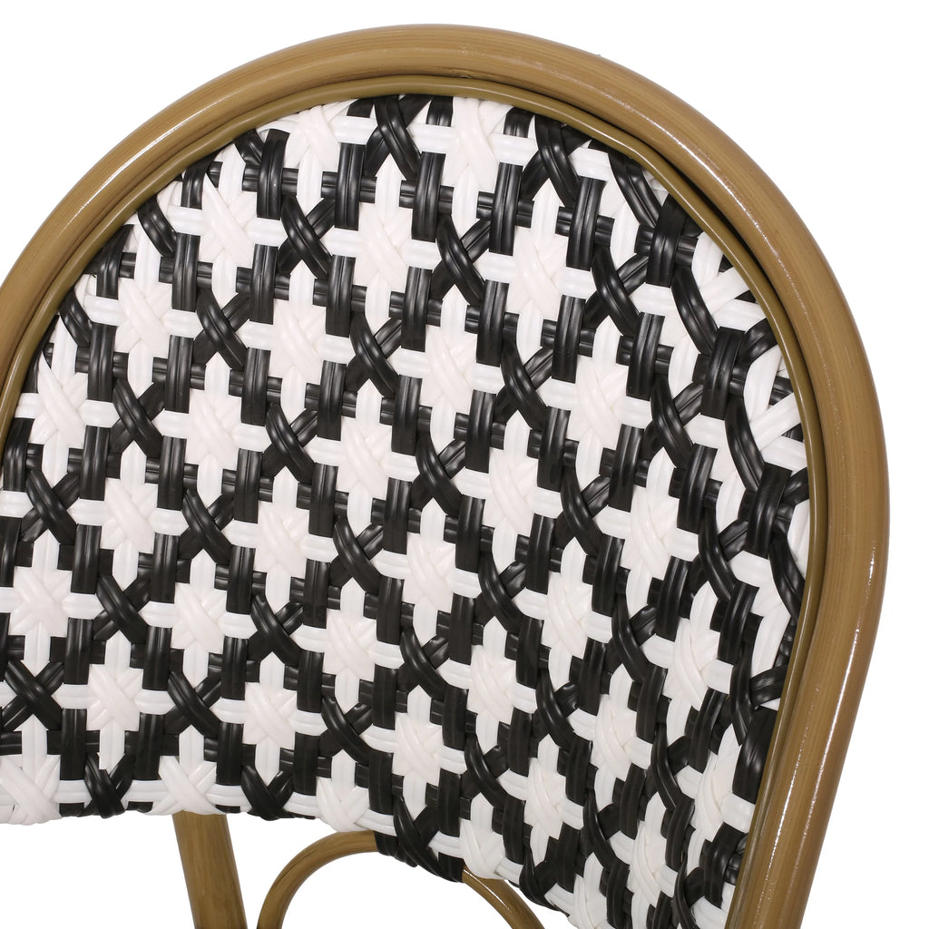 Set of 2 Black White Bamboo Finish Bistro Chair J321