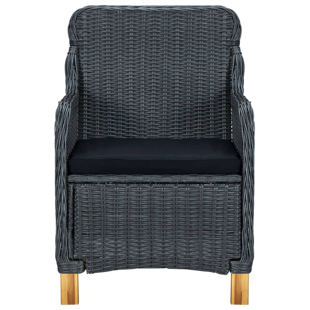 2 Pcs Poly Rattan Patio Chairs with Cushions Dark Gray Z2240