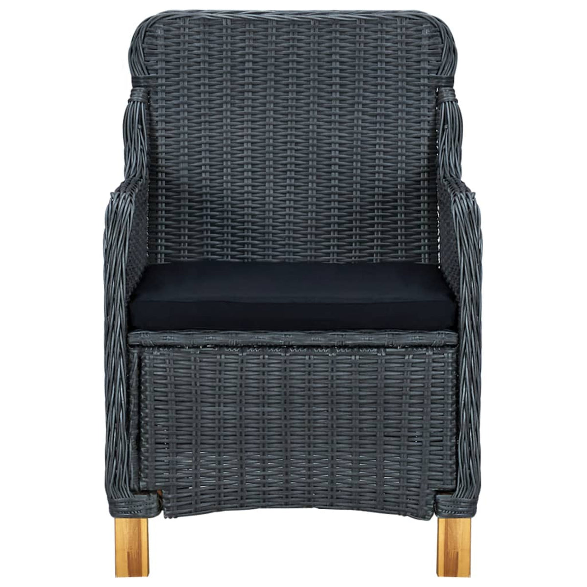 2 Pcs Poly Rattan Patio Chairs with Cushions Dark Gray Z2240