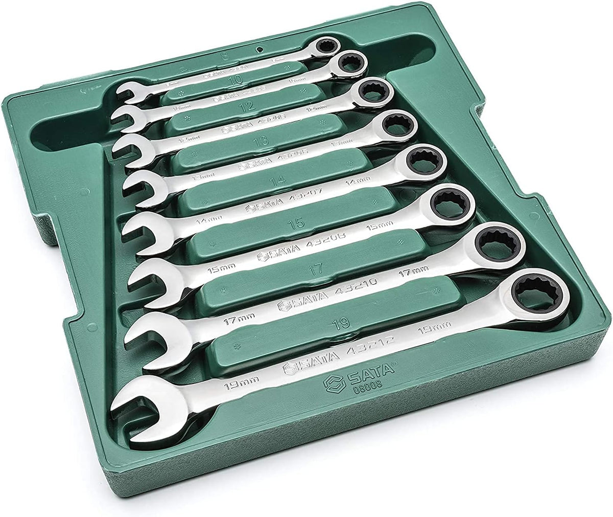 8-Piece Metric Ratcheting Wrench Set with Blow Molded Case L455