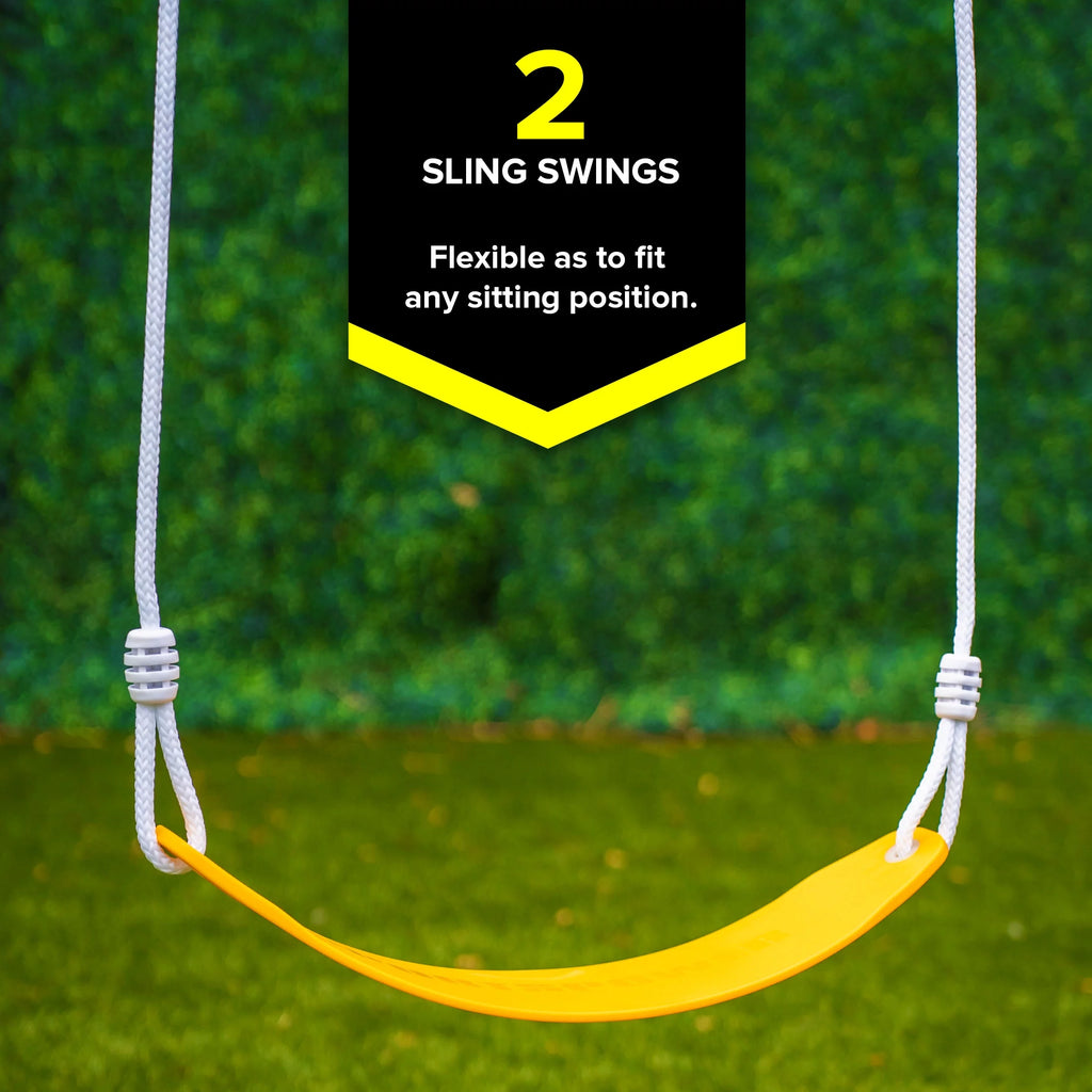 Wooden Swing Set with Double A-Frame and Slide J5742