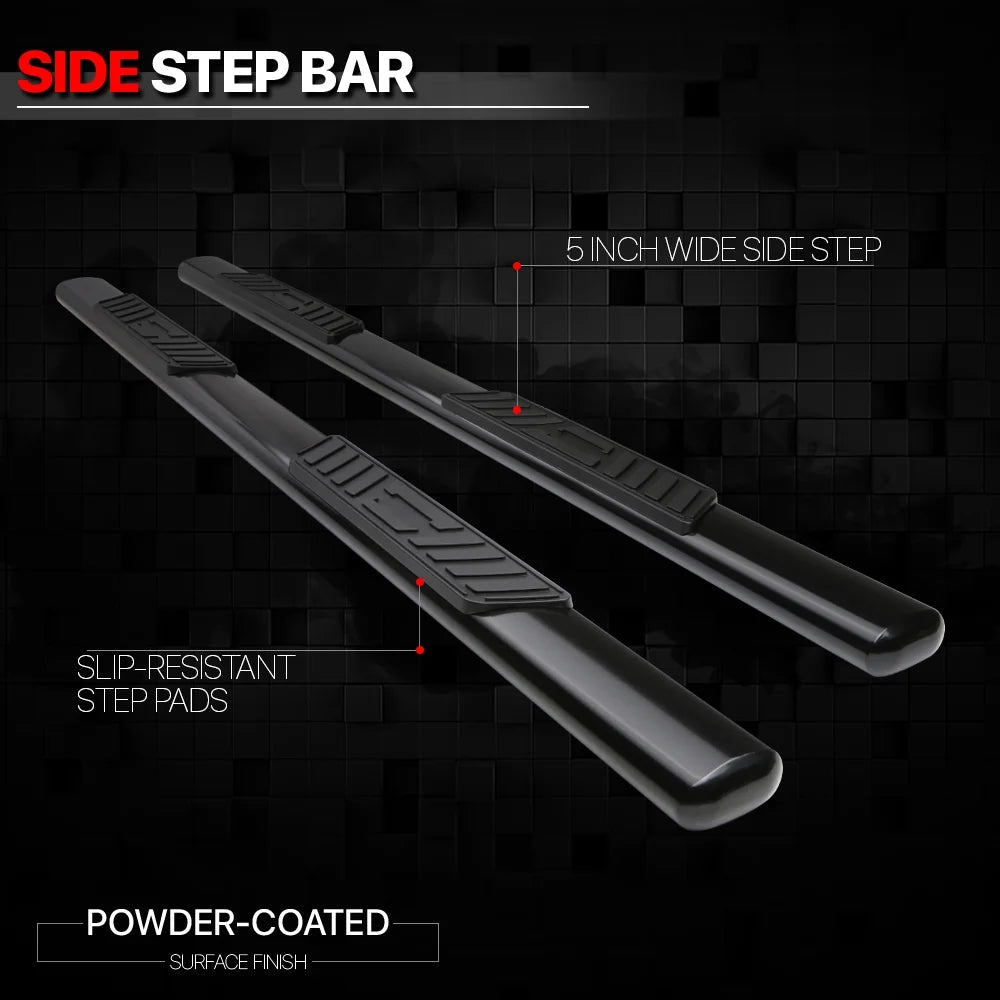 Black 5" Oval Side Step Nerf Bar Running Board F737017