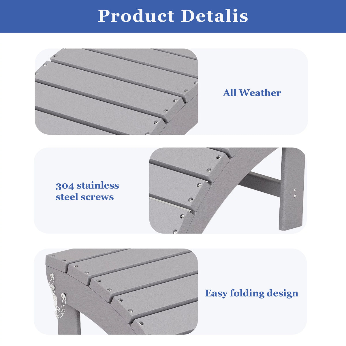 Gray Adirondack Chair Ottoman E31619