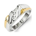 14k Two-tone Gold Real Diamond Mens Ring J48756