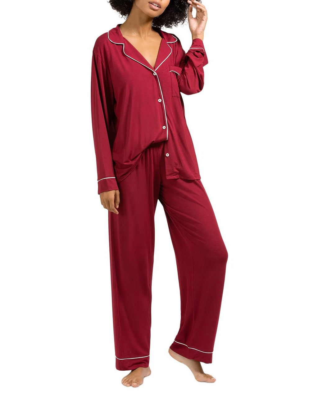 Artisanal Pink/Indigo Blue Long PJ Set Y3391