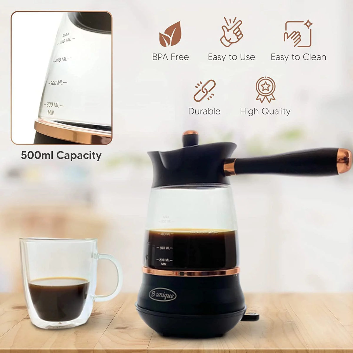 Electric Turkish Coffee Maker with 3 Temperature Settings J81298