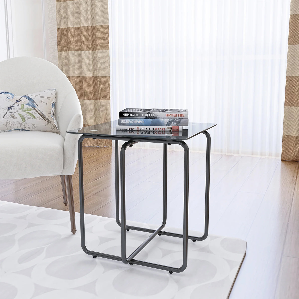 Modern Tempered Glass Coffee Table, Black N60322