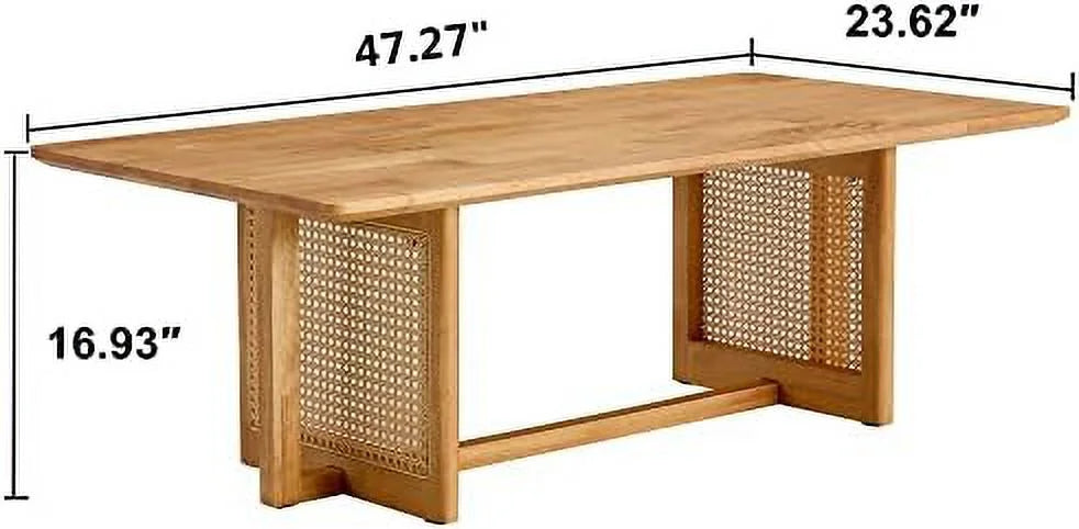 Wooden Coffee Table 47.2" Rectangular with MDF Desktop and Metal Legs Q796767