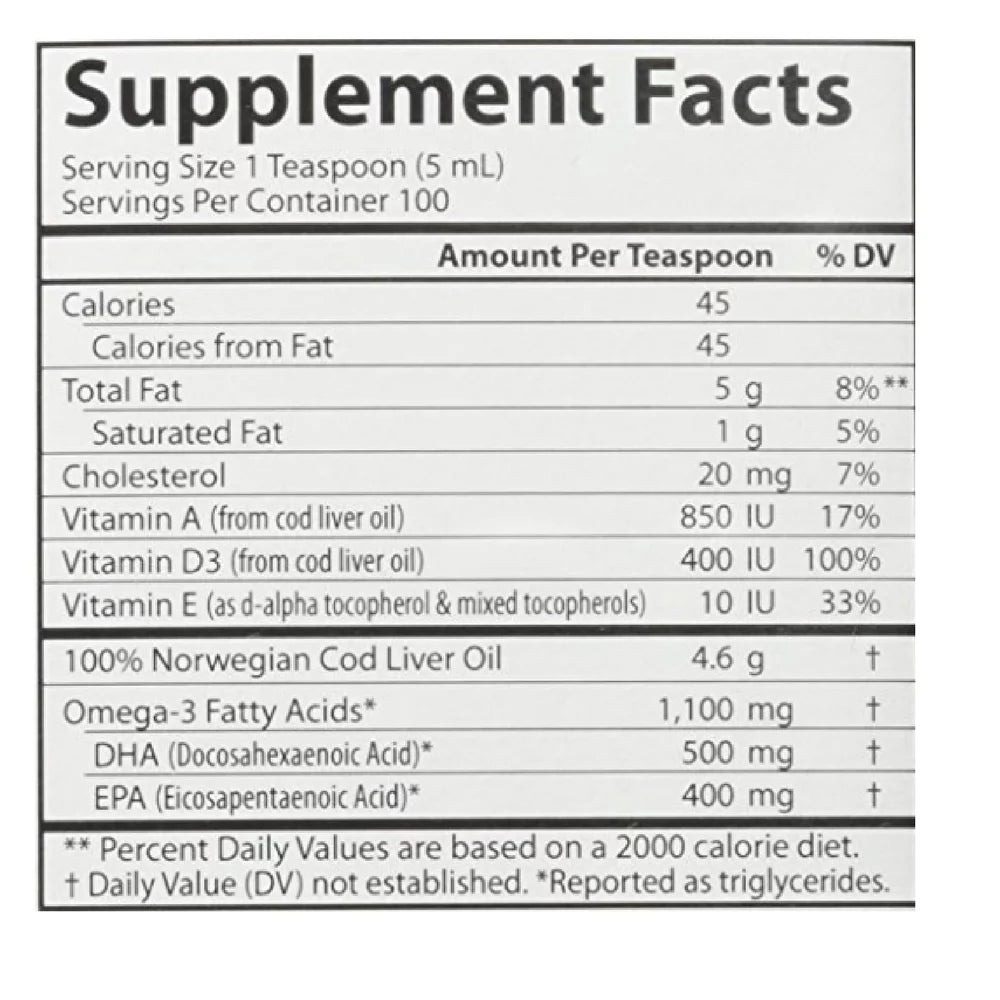 Cod Liver Oil Natural Lemon Flavor 8.40 oz Pack of 3 A130383