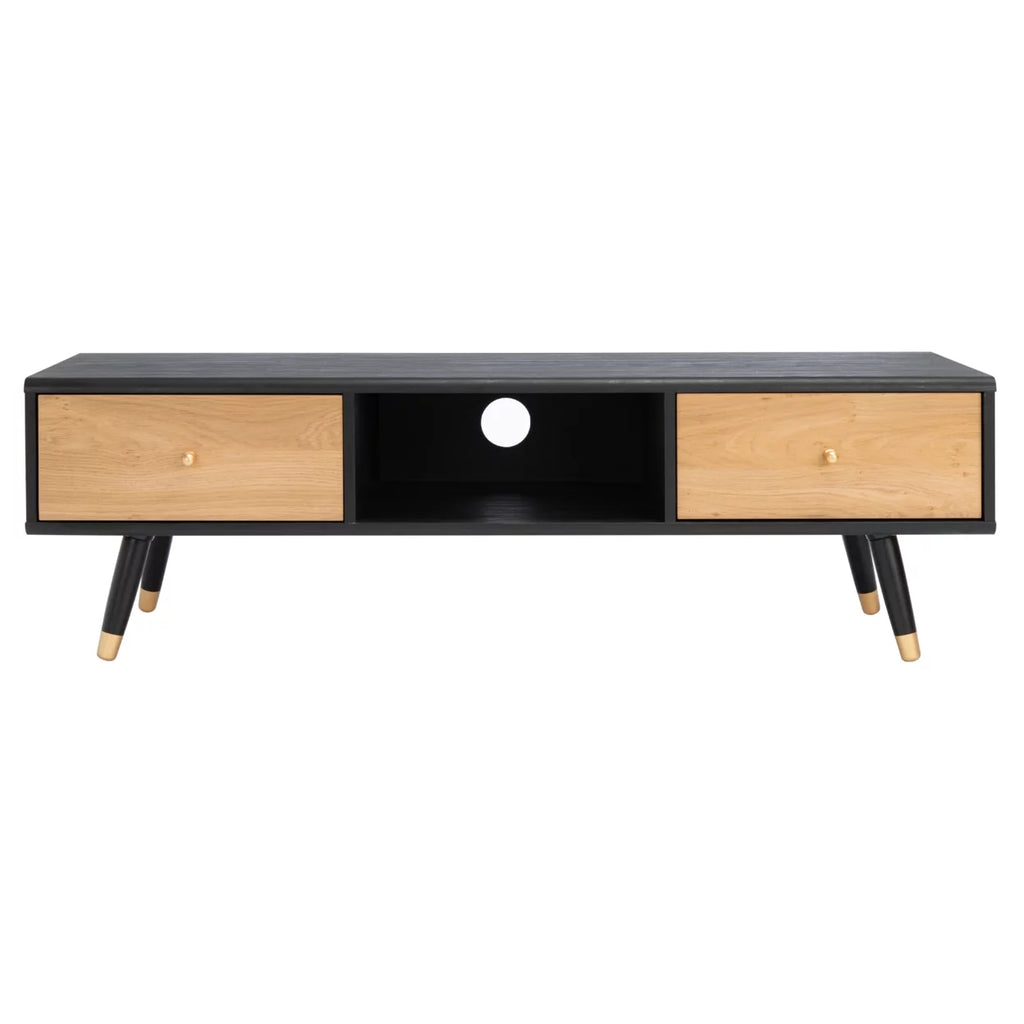 Black Oak 2 Drawer 1 Shelf Media Stand M507
