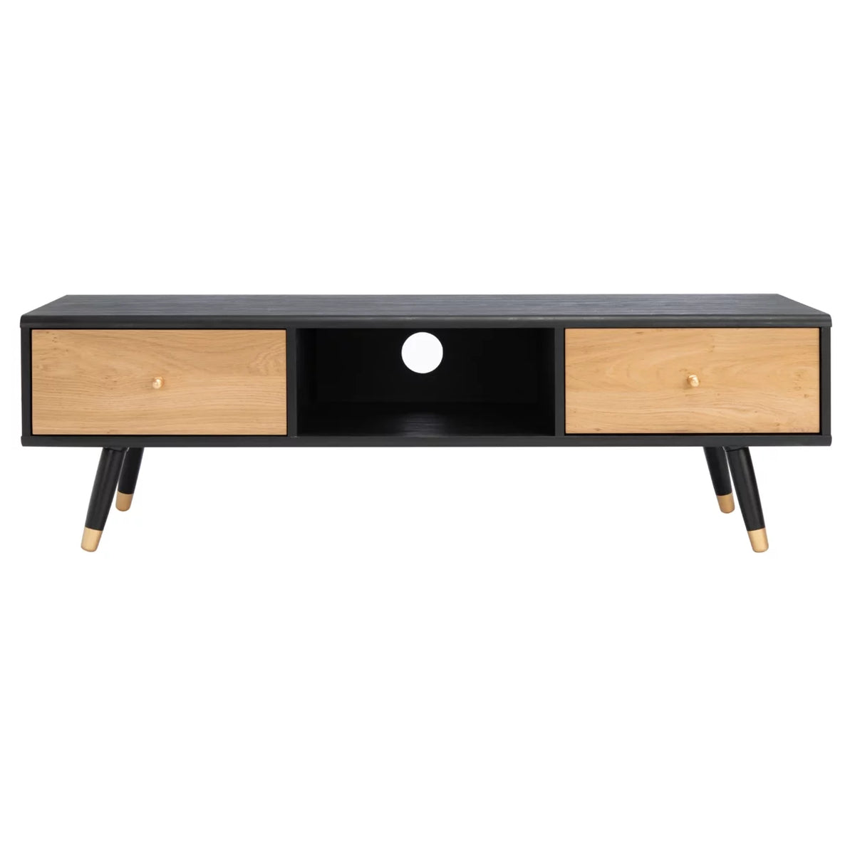 Black Oak 2 Drawer 1 Shelf Media Stand M507
