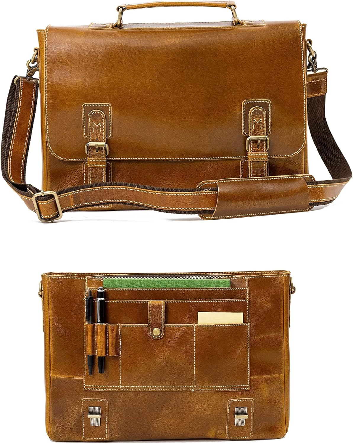 Leather Messenger Bag 16 Laptop Computer Bag N414