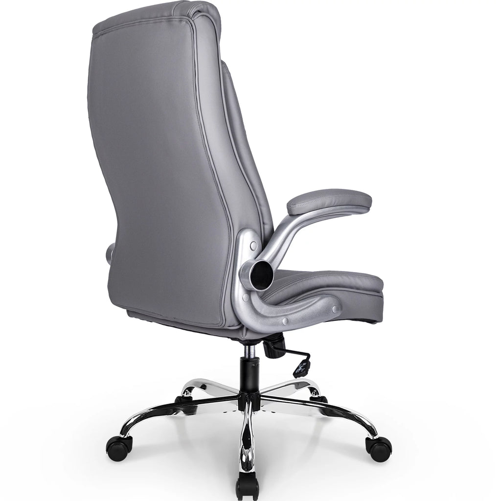 Gray Ergonomic High Back Leather Office Chair E8784