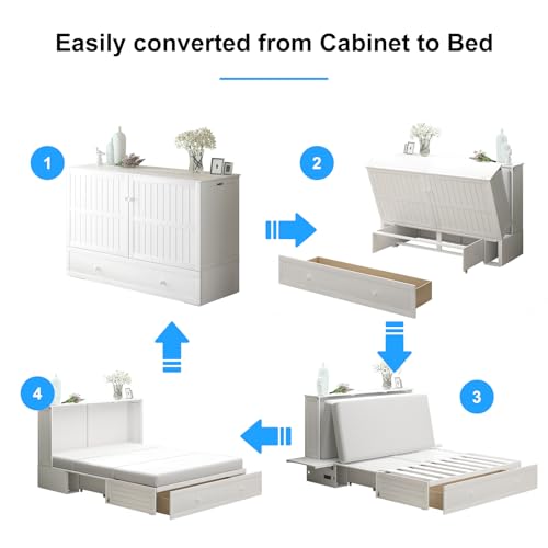 Queen Murphy Bed with Storage Drawers and Mattress F65605