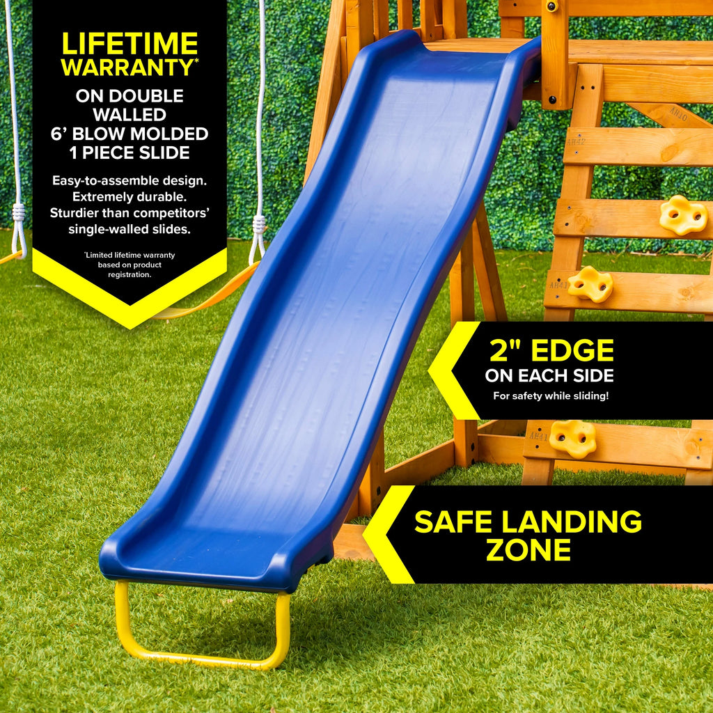 Wooden Swing Set with Double A-Frame and Slide J5742