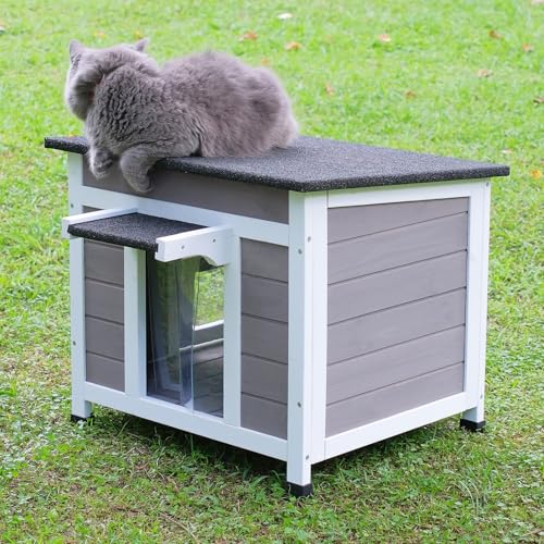 Insulated Weatherproof Cat House with Asphalt Roof K48126