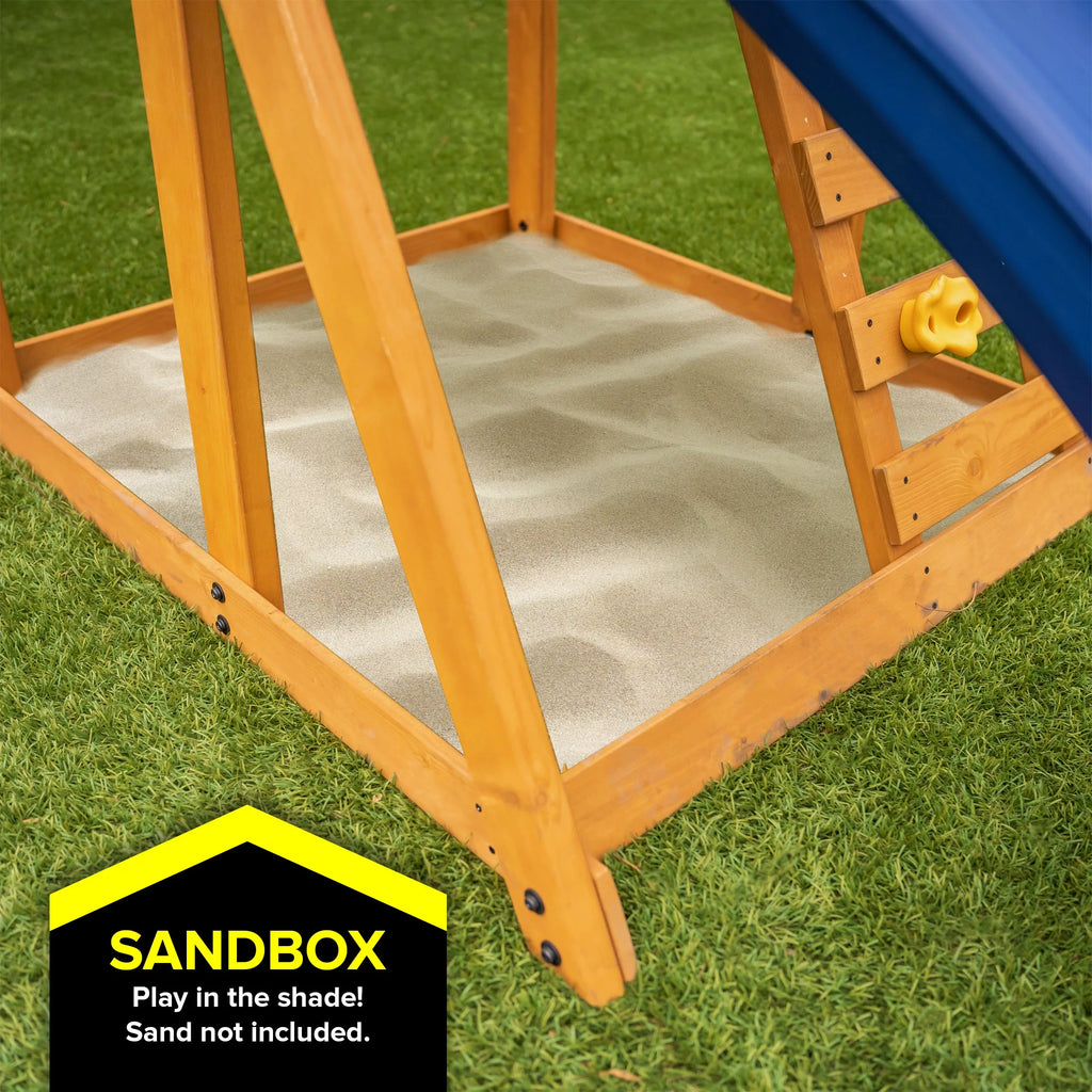 Wooden Swing Set with Double A-Frame and Slide J5742