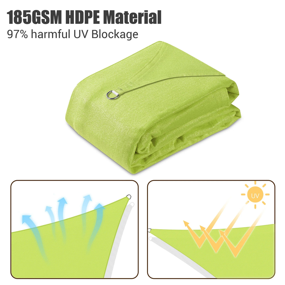 Apple Green 12x12Ft 97% UV Block Square Sun Shade Sail K941167
