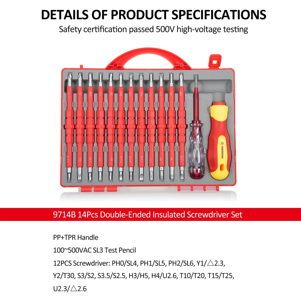 12 Pcs Screwdriver and Test Pencil Set Non-Slip Handle S90963