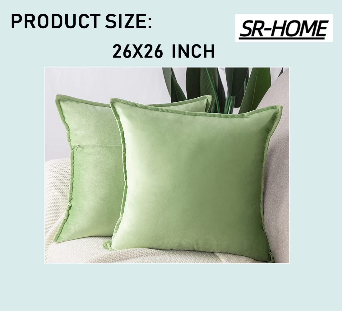 Set of 2 Velvet Decorative Throw Pillow Covers Square with Fringe Cushion Case M221831