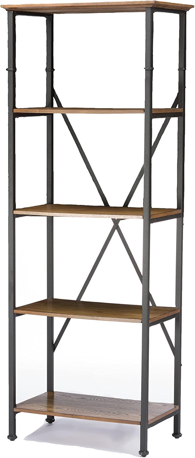 Brown Wood and Metal Bookcase O80655