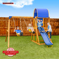 Wooden Swing Set with Double A-Frame and Slide J5742