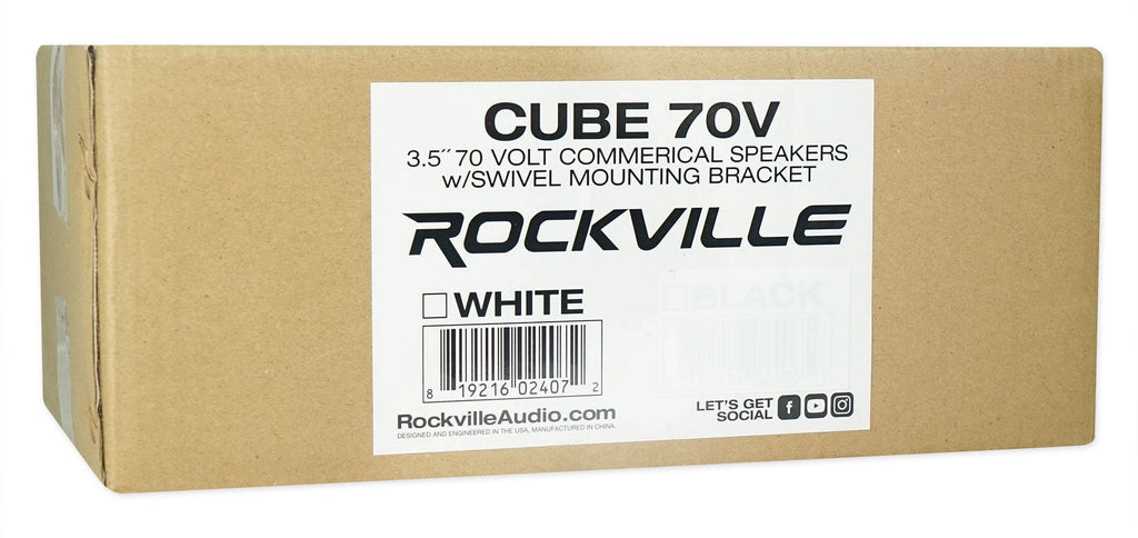 70v Amplifier and 10 White Cube Speakers V428794