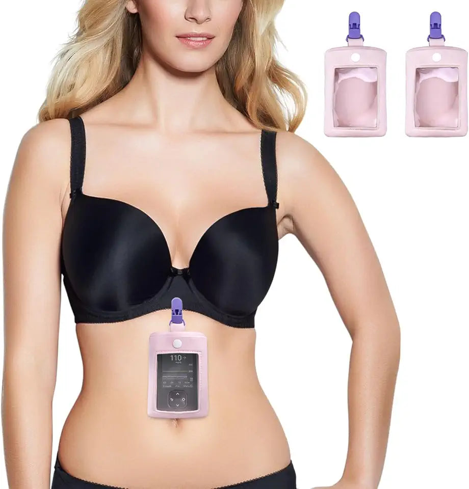 2 Pack Insulin Pump Bra Pouch with Clear Window & Clip O18986