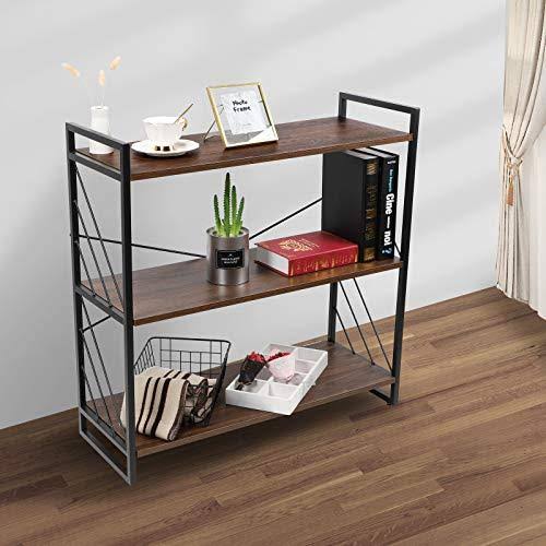 3 Tier Industrial Bookshelf, Walnut R968752