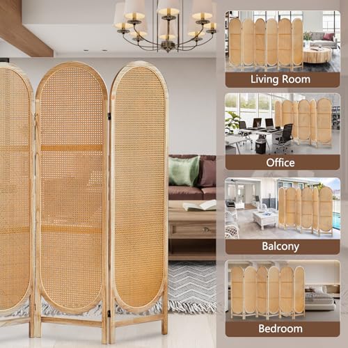 3 Panel Folding Rattan Room Divider B5312
