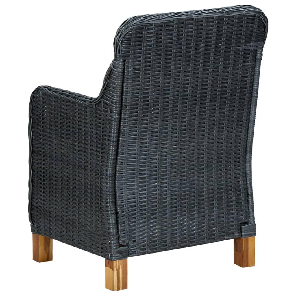 2 Pcs Poly Rattan Patio Chairs with Cushions Dark Gray Z2240