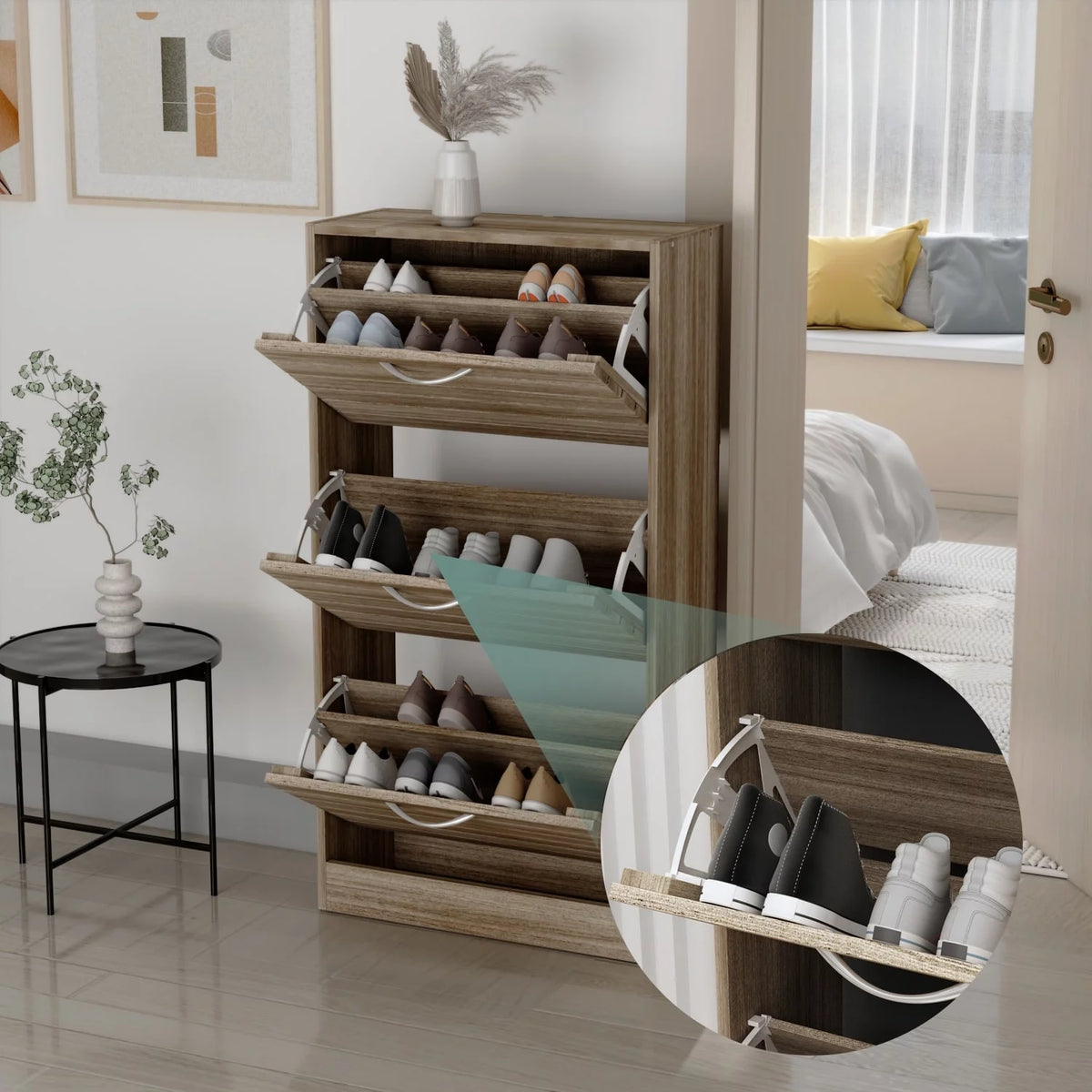 Oak 12-15 Pair Shoe Storage Cabinet K88862