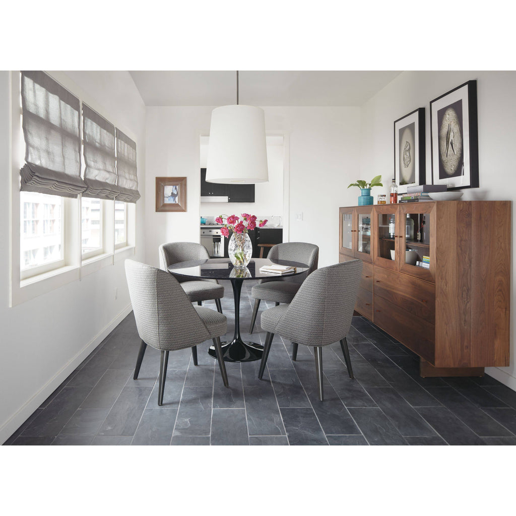 Modern Cora Side Chair in Sumner Linen with Charcoal Legs White Brown Performance Fabric R609613